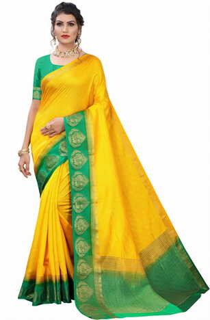 MGC Silk Mustard colour saree with blouse piece SP708