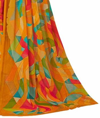 MGC Chiffon Mulitcolor colour saree with blouse piece SP902