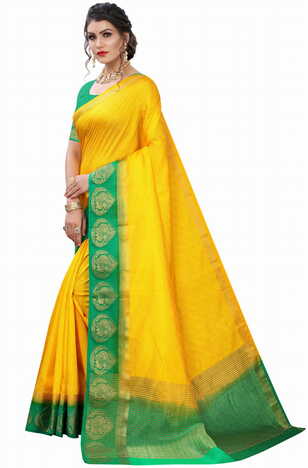 MGC Silk Mustard colour saree with blouse piece SP708