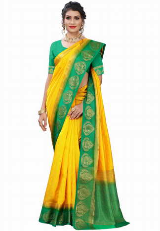 MGC Silk Mustard colour saree with blouse piece SP708