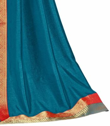 Vichitra Silk Blue Color Saree With Blouse Piece by MGC