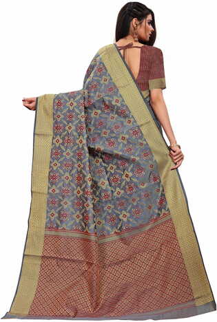 MGC Silk Grey coloue sarees with blouse piece SP338