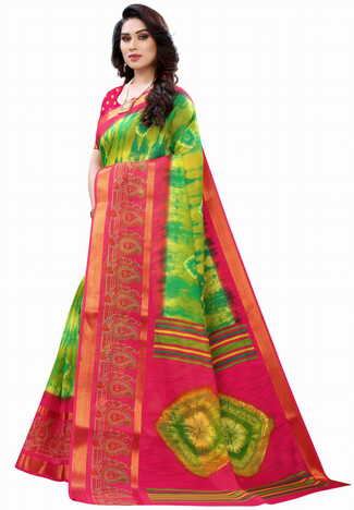 MGC Cotton Multi Colour Saree With Blouse Piece Sp583