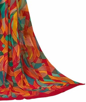 MGC Chiffon Mulitcolor colour saree with blouse piece SP903