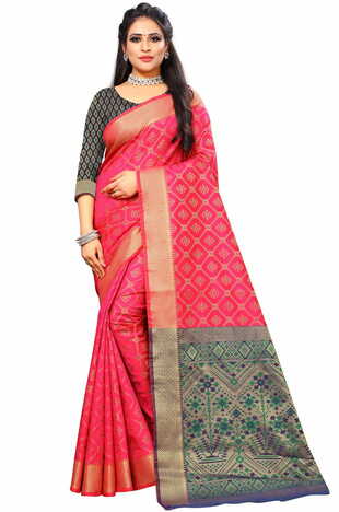 MGC Silk And  Jacquard Pink Color Saree SP63