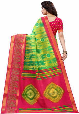 MGC Cotton Multi Colour Saree With Blouse Piece Sp583