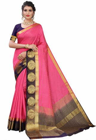 MGC Silk Pink colour saree with blouse piece SP709