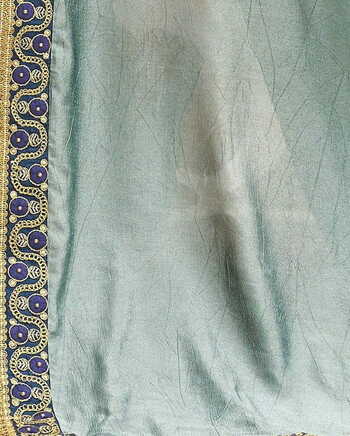 MGC Chanderi Silk & Georgette  Blue & Grey, colour saree with blouse piece SP787