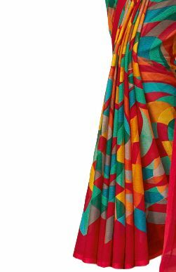 MGC Chiffon Mulitcolor colour saree with blouse piece SP903