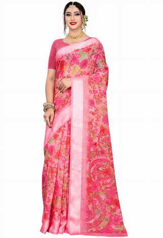 MGC Linen Multi Colour saree with blouse Piece  SP256