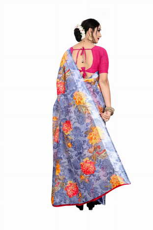 MGC Linen Multi colour saree with blouse piece SP665