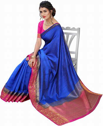 MGC Silk Blue colour saree with blouse piece SP712