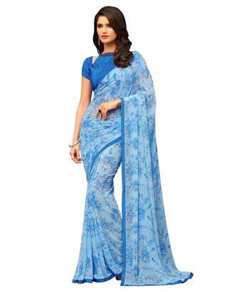 MGC Georgette Blue colour saree with blouse piece SP859