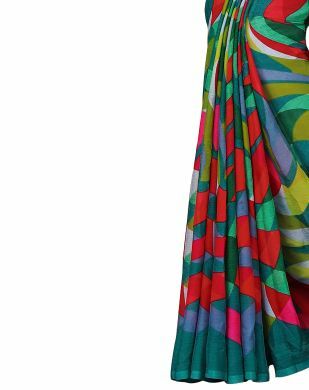 MGC Chiffon Mulitcolor colour saree with blouse piece SP904