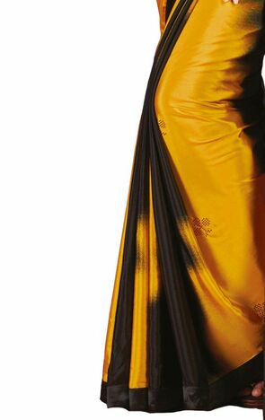 MGC CREPE Yellow and Black colour saree with blouse piece SP1032