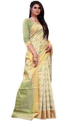 MGC Silk Beige coloue sarees with blouse piece SP339