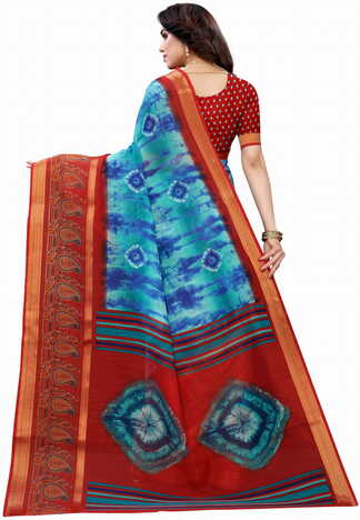 MGC Cotton Multi Colour Saree With Blouse Piece Sp584