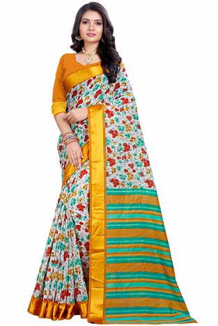 MGC Linen Multi colour saree with blouse piece SP661