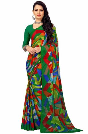 MGC Chiffon Mulitcolor colour saree with blouse piece SP905