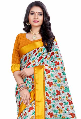 MGC Linen Multi colour saree with blouse piece SP661