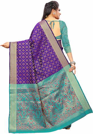 MGC Silk And  Jacquard Blue Color Saree SP62