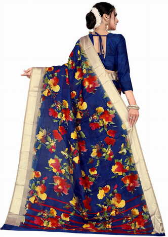 MGC Linen Blue colour saree with blouse piece SP662