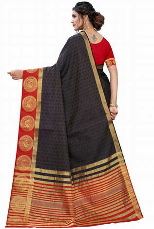 MGC Silk Black colour saree with blouse piece SP710