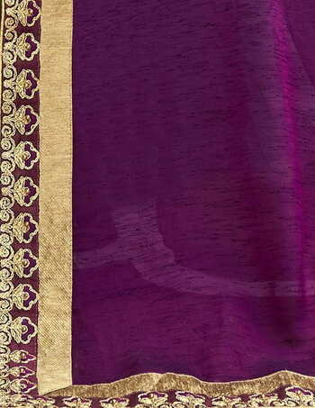 MGC Chanderi Silk & Georgette Grey & Purple colour saree with blouse piece SP790