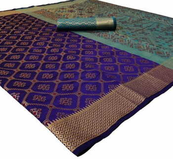 MGC Silk And  Jacquard Blue Color Saree SP62