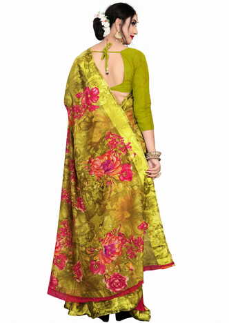 MGC Linen Mehandi colour saree with blouse piece SP664