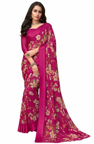 MGC Chiffon Pink colour saree with blouse piece SP971