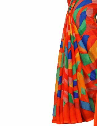 MGC Chiffon Mulitcolor colour saree with blouse piece SP906