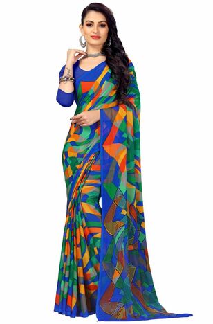 MGC Chiffon Mulitcolor colour saree with blouse piece SP907