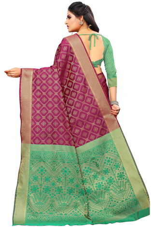 MGC Silk And  Jacquard Purple Color Saree SP61