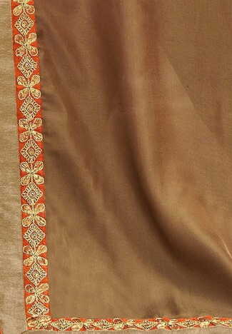 MGC Chanderi Silk & Georgette Orange & Brown colour saree with blouse piece SP792