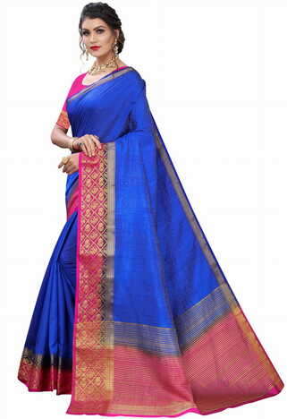 MGC Silk Blue colour saree with blouse piece SP712