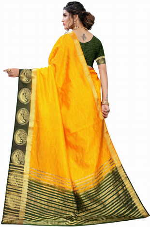 MGC Silk Yellow colour saree with blouse piece SP715