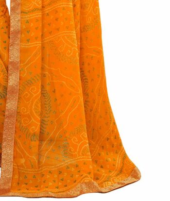 Chiffon Yellow Color Saree With Blouse Piece by MGC