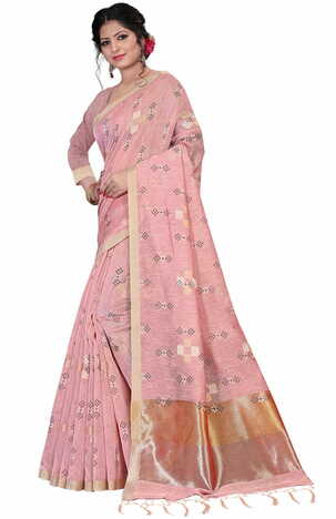 MGC Linen Peach Color Saree SP57