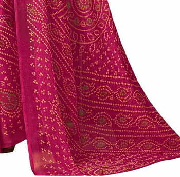 MGC Chiffon Pink colour saree with blouse piece SP863