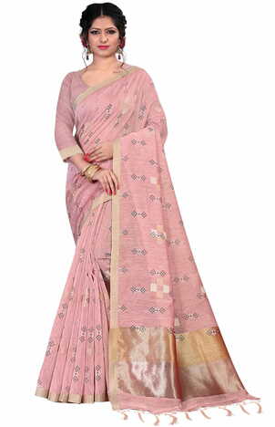 MGC Linen Peach Color Saree SP57