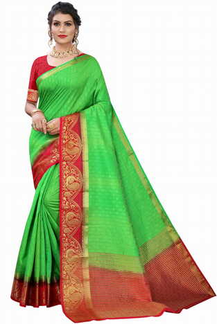 MGC Silk Green colour saree with blouse piece SP716