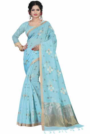 MGC Linen Blue Color Saree SP54