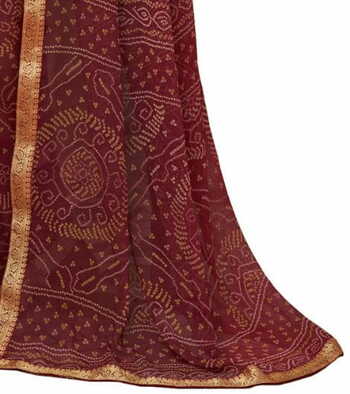 Chiffon Maroon Color Saree With Blouse Piece by MGC