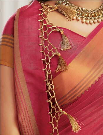 MGC Tussar Silk Pink colour saree with blouse piece SP721