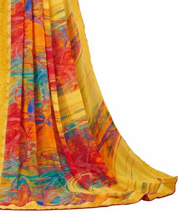 MGC Georgette Multicolor colour saree with blouse piece SP916