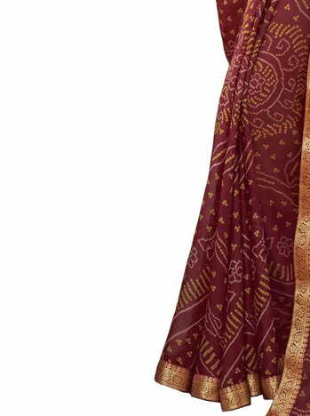 Chiffon Maroon Color Saree With Blouse Piece by MGC