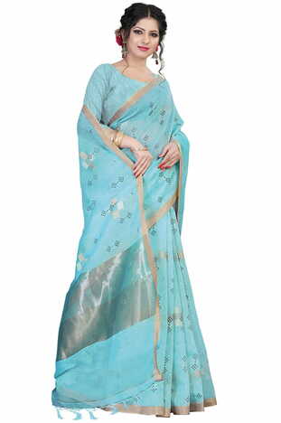 MGC Linen Blue Color Saree SP54