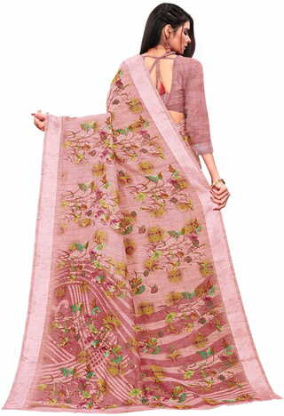 MGC Cotton Peach coloue sarees with blouse piece SP348