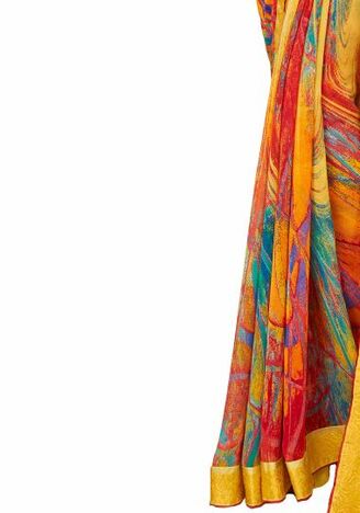 MGC Georgette Multicolor colour saree with blouse piece SP916